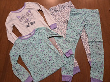 Members Mark Mix-n-Match Teal Purple Cat Pajamas Set of 2 Size 6