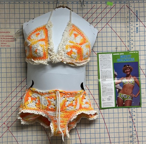 UNIQUE Bathing Suit CROCHET with Pattern “Great Grannie”.  MODESTLY SEXY 2 piece
