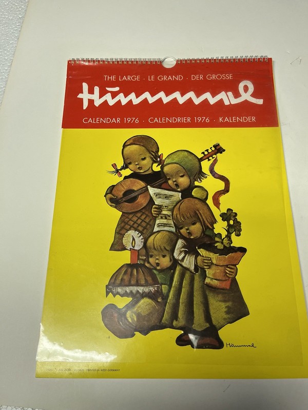 1976 Collectible Large Hummel Wall Calendar Showing German Artwork. 11”x15”
