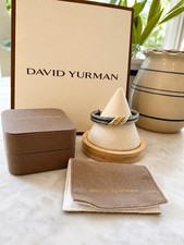 David Yurman 14K Gold Sterling Silver Cable Accent Cuff Bracelet 43.84g Box
