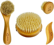 4Pcs Dry Brushing Body Brush Set for Lymphatic Drainage-Natural Bristle Dry Skin