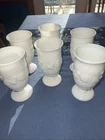 Set Of 6 Westmoreland Glass Fruit Della Robbia Milk White Footed Ice Teas Vtg