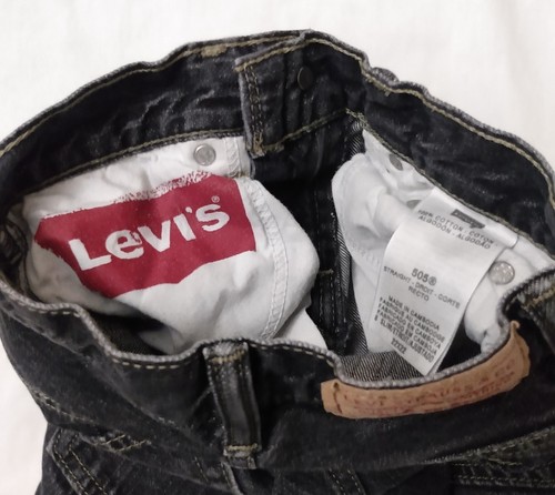 BOYS LEVIS 505 STRAIGHT FIT JEANS BLACK WASH 8 SLIM 22X22 measurements 22 X 20 - Picture 6 of 6