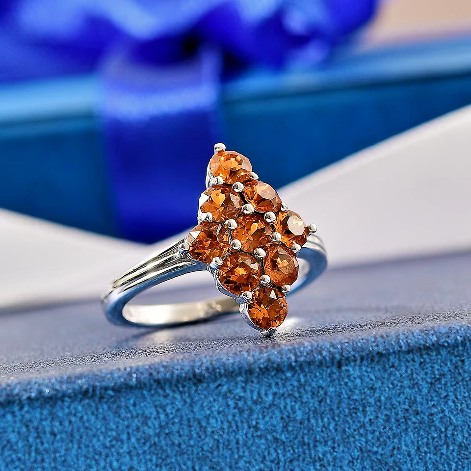 Anillo de cristal color topacio J Francis Swarovski - placa de platino - acero inoxidable - 7 Foto 2 de 4