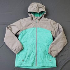 The North Face Coat Youth Girls XL 18 Long Sleeve Hooded Faux Fur Line Blue Gray