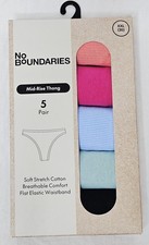 No Boundaries Mid-Rise Thong 5 Pair Cotton Stretch Multicolor Size 2XL 20 NEW