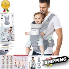 Breathable Infant Carrier with Ergonomic Hip Seat - Soft Grey, 7-45 lbs Capacity