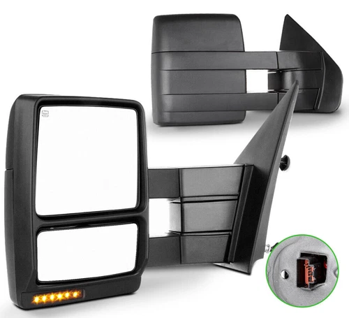 For 07-14 Ford F150 Pair Power Heated Puddle Light Turn Signal View Tow Mirrors