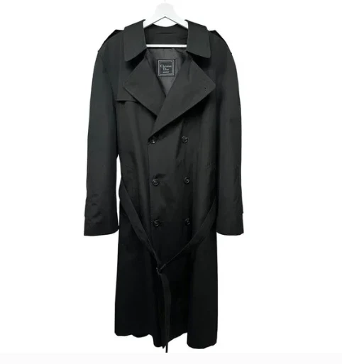 Trench coat vintage Christian Dior Monsieur nero adulto 44R cintura doppio seno fodera