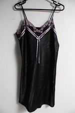 Evans Womens Satin Slip Night Dress - Black - Size 16 (F75)