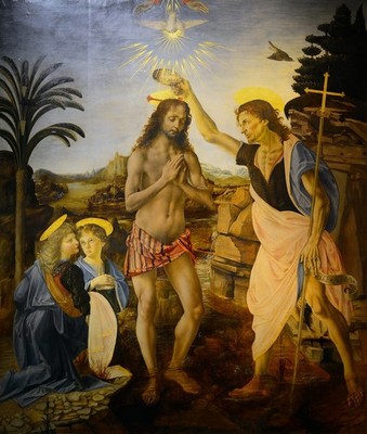 Leonardo da Vinci - Die Taufe Christi A1-A4 Poster Kunst Gemälde Meister Fine