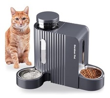 Gardner Pet Automatic Gravity Cat Food Feeder and Water Dispenser Stainless Stee