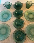14 PCS JEANETTE GLASS CO. DORIC & PANSY ULTRAMARINE TEAL CHILD TOY TEA SET B1