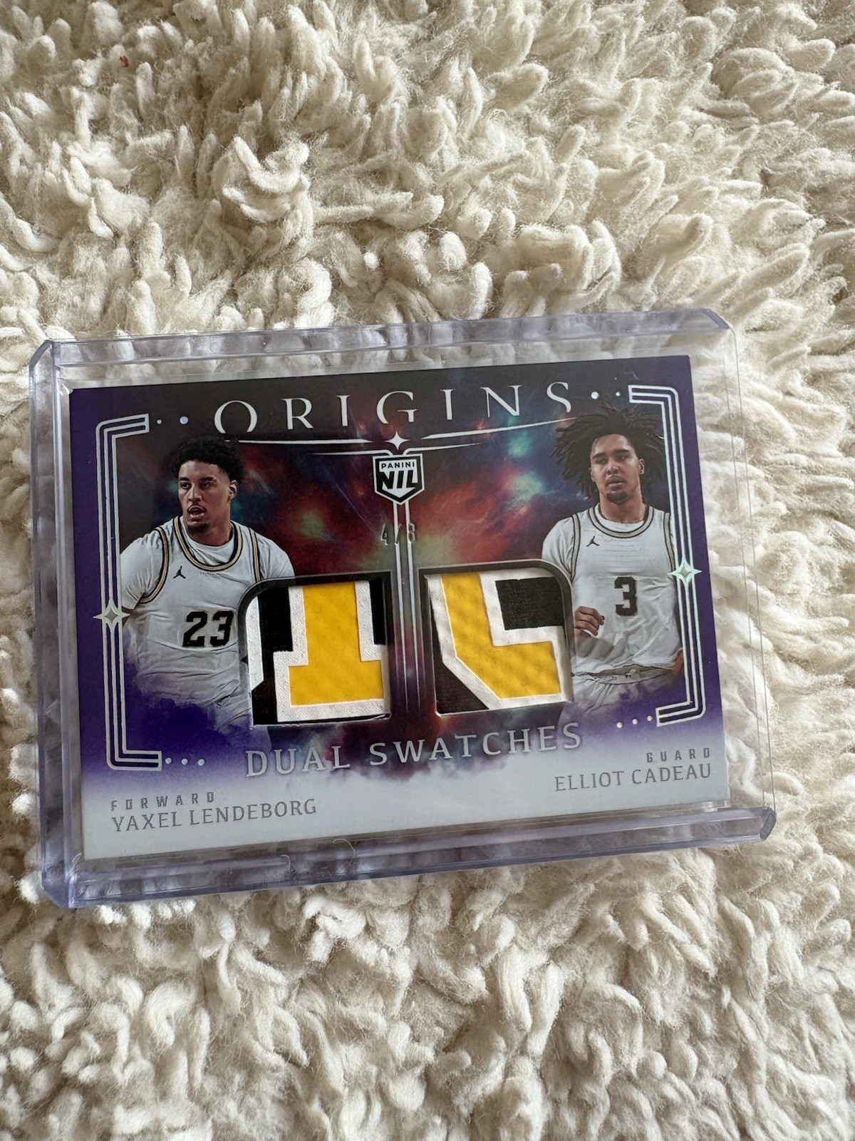 2025-26 Panini Origins Lendeborg Cadeau Dual Swatches /8 Michigan Wolverines 4/8