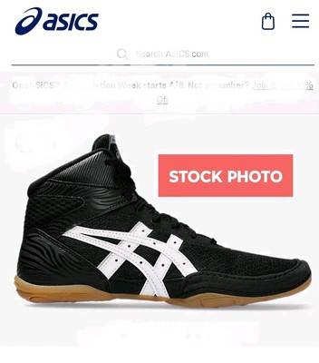 Asics Matflex 7 Wrestling Shoes - Black with White ~ Size 2  ~ Boys Grade School