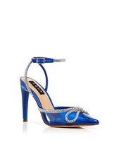 AQUA Womens Blue Embelished Charm Pointed Toe Block Heel Pumps Shoes 7.5 M