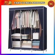 New Portable Closet Wardrobe with Shelf Fabric Storage Organizer Clothes Rack
