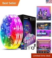 Smart 100ft LED Strip Lights - Bluetooth & Timer Function for Every Occasion