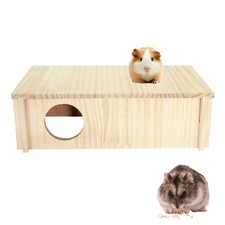 2-Chamber Wood House Hideout for Dwarf Hamster Chinchilla Mice Gerbils