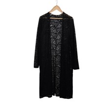 Blashe Sheer Lace Long Cardigan Duster sz 3X Black Witchy Whimsigoth Open Front