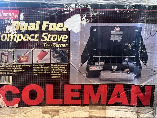 Coleman Dual Fuel Camp Stove Two Burner Model 424 700 Camping Hiking RV Compact
