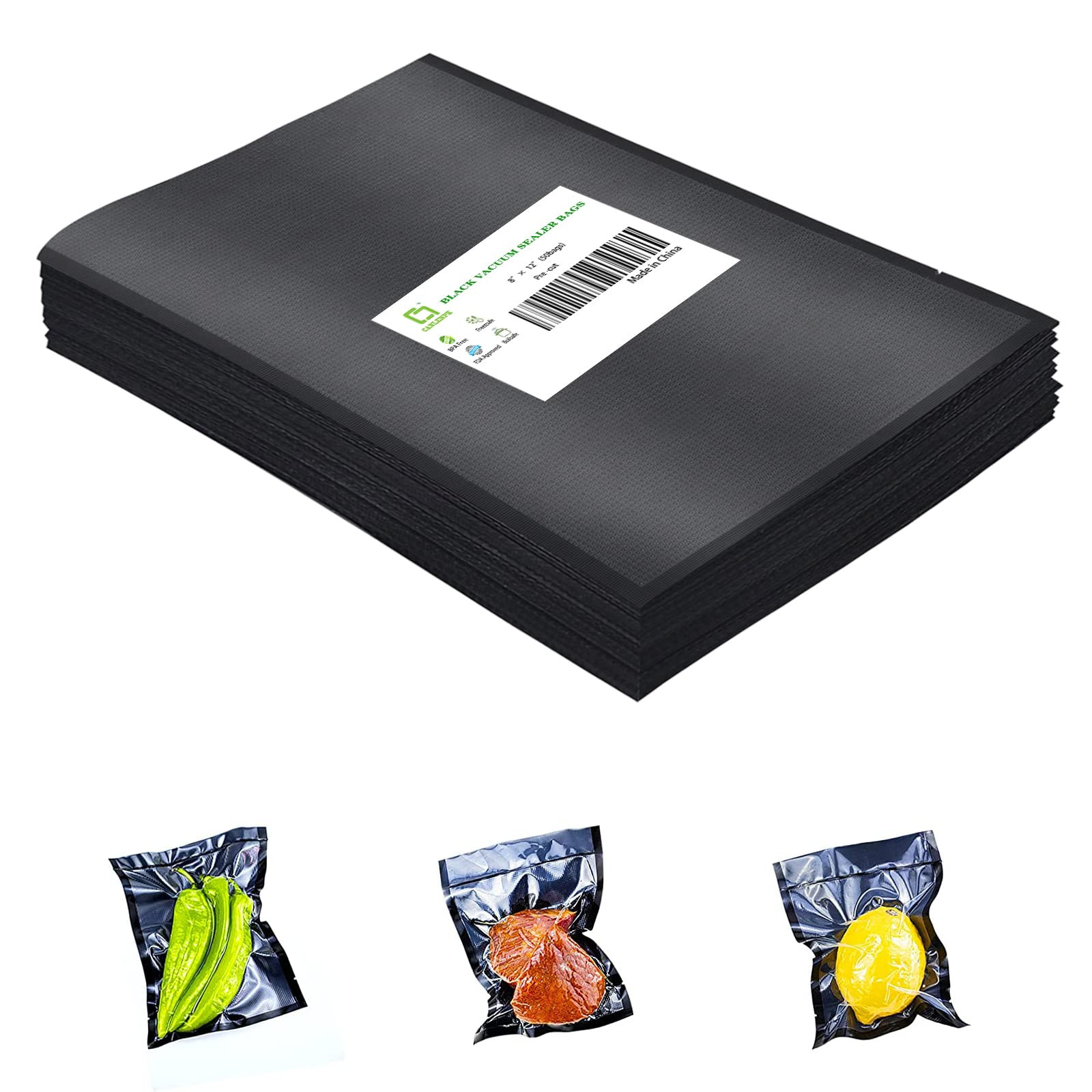Sacchetti Alimentari Sottovuoto CANLENPK 20x30 Pretagliati Neri