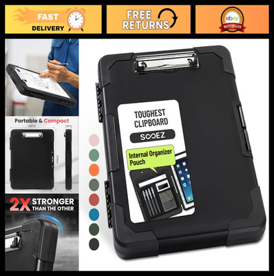 Heavy Duty Clipboard with Storage & Pen Pouch, A4/Letter Size, Shockproof Case f