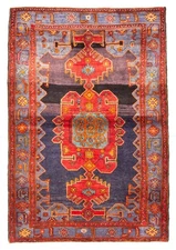 Vintage 4'10" x 7'0" Geometric Hand-Knotted Carpet Traditional Wool Area Rug