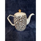 Luxe Living Leopard Print Porcelain Teapot With Gold Color Handle & Knob 