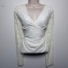 VTG 90s Women Coquette Babydoll Lace Top XL Ivory Fairy Whimsical Balletcore
