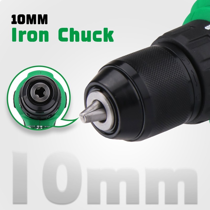 Rechargeable 12V Electric Drill Screwdriver Set Brushless Motor 2-Speed LED Ligh