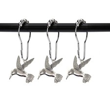 Hummingbird Shower Curtain Hooks Rings Bird Garden Nature Spring Theme Decora...