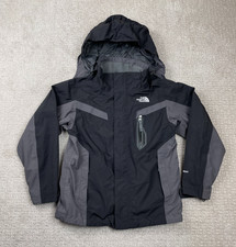 The North Face Jacket Boys Small 7/8 Hyvent Hooded Full Zip Shell Black Outdoors