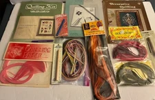 Vintage Lot of 12 Quilling Paper Workboard Tools Booklet & Patterns