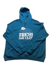 Columbia Women  s XL Fresh Air Club Graphic Hoodie in Teal Blue Front Pocket New