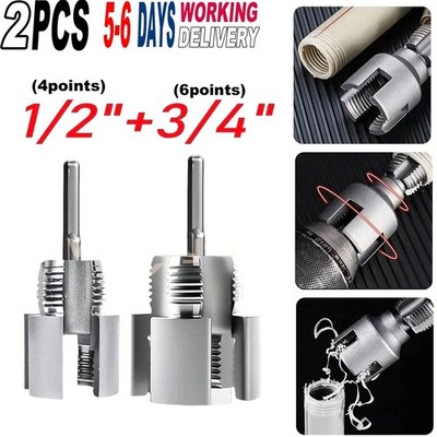 Dual Size Pipe Tap Set: 1/2'' & 3/4'' Inner/Outer Thread Cutter Kit