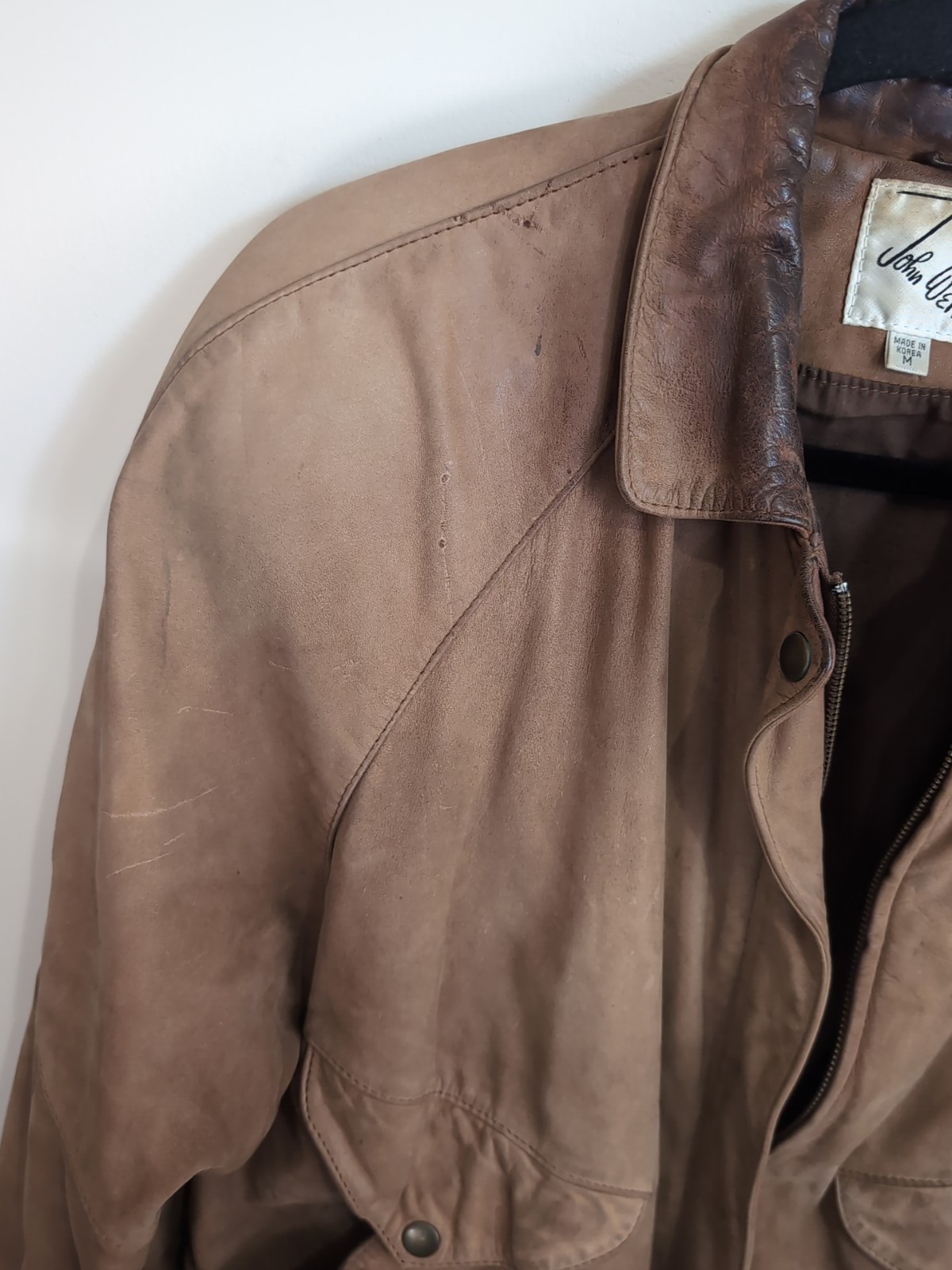 John Weitz Leather Brown Jacket Medium - image 3