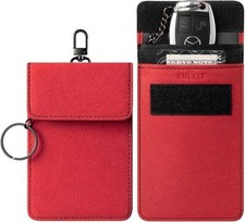 1 Pack Faraday Pouch for Key Fob, Car Key Signal Blocking Bag with Color: Red