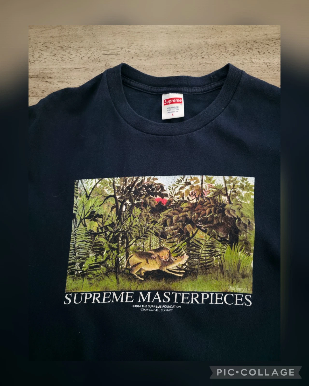 T shirt Supreme NYC Supreme Masterpieces taille L streetwear skate marine fabriqué aux États Unis 