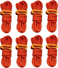 8 Pack 4mm Reflective Tent Guy Lines with Aluminum Tensioners