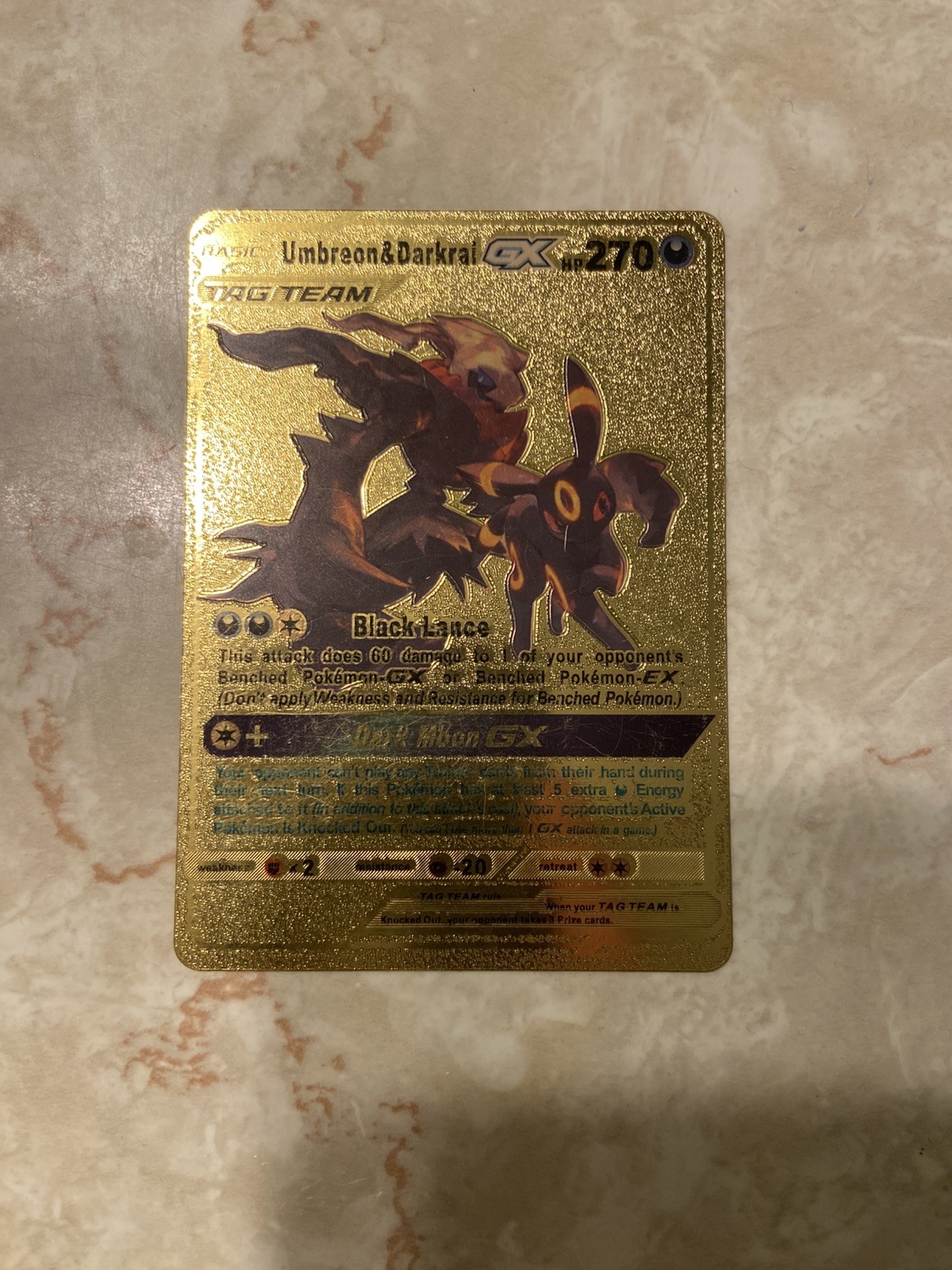 Pokémon Umbreon & Darkrai GX 270 TAG TEAM Full Art Gold GX Card