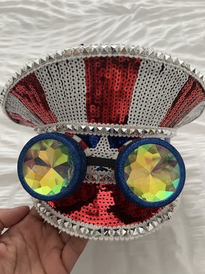 Rave/festival/burningman Captains Hat Amazon.com: ILOVEMASKS Rose Gold/Pink/White Rave Captain  main image 4