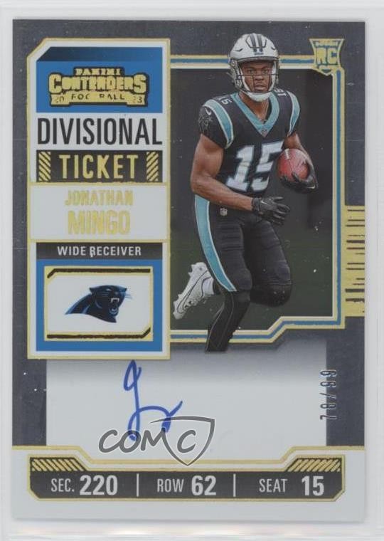 2023 Panini Contenders RPS Divisional Ticket 78/99 Jonathan Mingo Rookie Auto RC