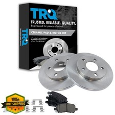 TRQ Rear Brake Pad and Rotor Set Ceramic Solid Rotors Compatible with 2005-20...