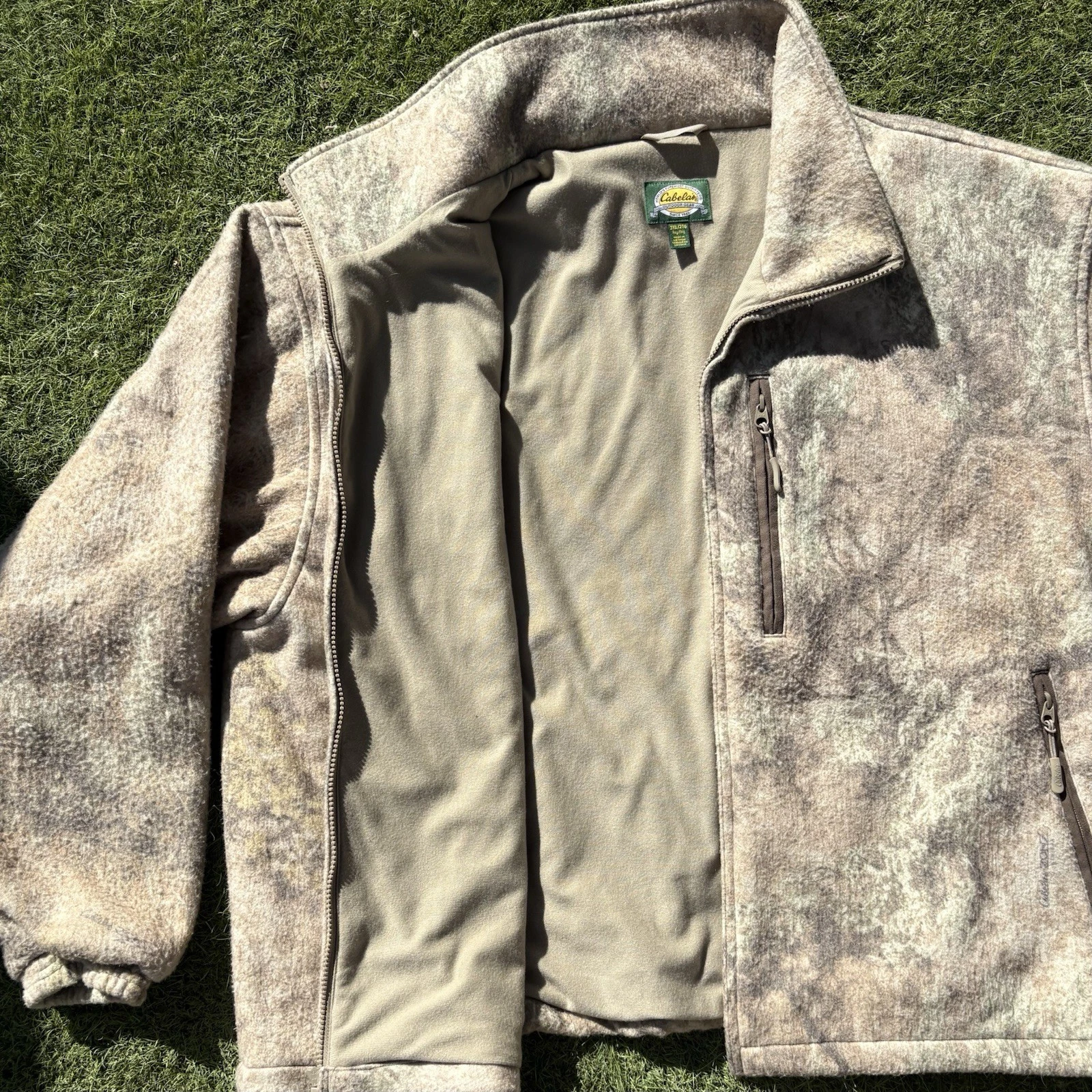 Cabela's Outdoor Gear Men's 2XL Camo Fleece Jacket Full Zip Pockets image 4