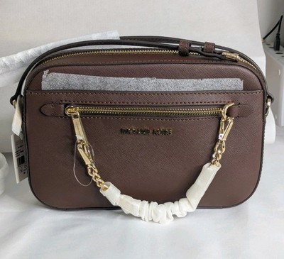 MICHAEL KORS Jet Set Leather Crossbody Bag Mocha