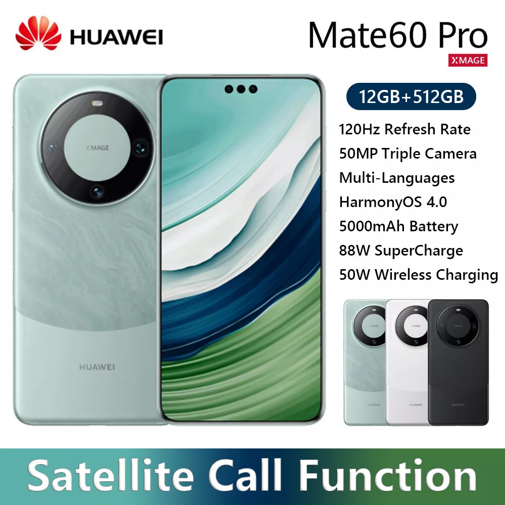 HUAWEI Mate 60 Pro HarmonyOS 4.0 Kirin 9000S Octa Core 120Hz 88W 50MP  12GB+512GB