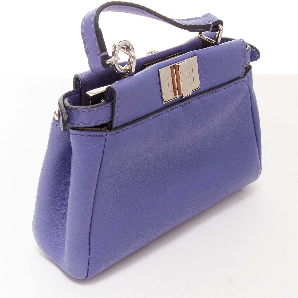 FENDI Micro Peekaboo purple leather turnlock mini crossbody