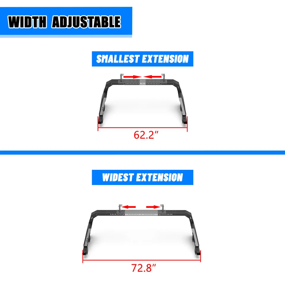 For 1999-2025 GMC sierra 1500/2500HD/3500HD Truck Bed Roll Sport Bar Chase Rack Foto 3 de 4