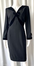 Escada Couture black dress with Velvet trims and bows size 36